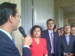 El rector general durante la apertura de las obras.  /