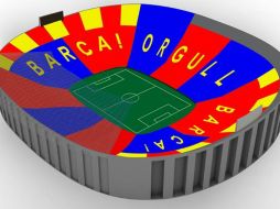 Así se verá el inmueble de los catalanes, con el mensaje 'Barça. Orgull. Barça'. ESPECIAL /