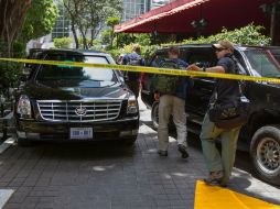 Blindan Polanco por visita de Obama, imagen de ''la Bestia'', auto del mandatario estadounidense. NTX /