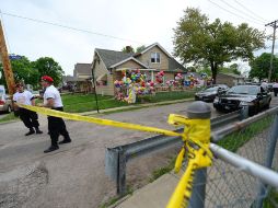 La policía resguarda la casa de una de las mujeres rescatadas, Amanda Berry. AFP /