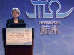 La directora general de la Unesco, Irina Bokova, durante su intervención en la inauguración del congreso. EFE /