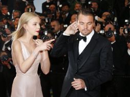 Carey Mulligan y Leonardo DiCaprio en la presentación de ''El Gran Gatsby'' ayer, en Cannes. EFE /