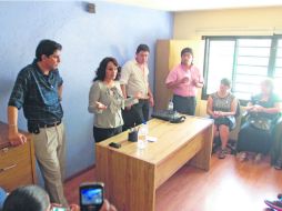Dolores Padierna en la rueda de prensa sobre sus gestiones para la reapertura de Textiles Ocotlán. EL INFORMADOR /