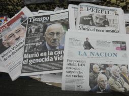 Titulares de la prensa argentina sobre la muerte de Videla. El número de desaparecidos durante su gobierno se calcula en 30 mil. EFE /