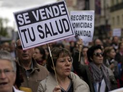Los manifestantes llegaron hasta la emblemática Puerta del Sol madrileña. AP /