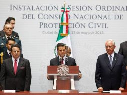 El Presidente Enrique Peña Nieto instaló el Consejo Nacional de Protección Civil en Palacio Nacional. ESPECIAL /