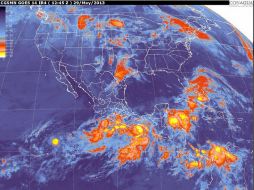 Imagen del Servicio Meteorológico Nacional que muestra la tormenta tropical ''Bárbara'' en costas mexicanas. ESPECIAL /