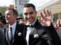 Vincent Autin (i) y Bruno Boileau llegan al Ayuntamiento de Montpellier para su matrimonio. AFP /