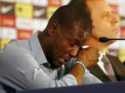Eric Abidal no entra en los planes del equipo catalán para la temporada 2013-2014. AFP /