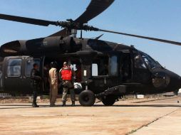 Helicópteros de Protección Civil al momento de su llegada al lugar del percance. ESPECIAL /