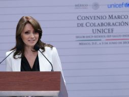 Angélica Rivera asegura que con la Unicef se asegurará que los niños de México tengan un mayor nivel de respeto. EFE /