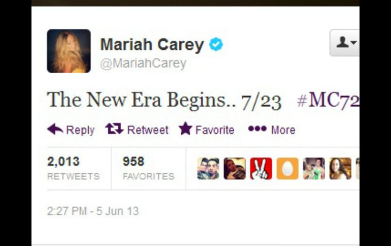 La diva hace el anuncio del estreno en Twitter: ''Comienza la nueva era... 723 #MC723''. ESPECIAL /
