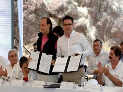 El gobernador del estado, Aristóteles Sandoval, durante el anuncio de la obra de la presa derivadora El Purgatorio. NTX /