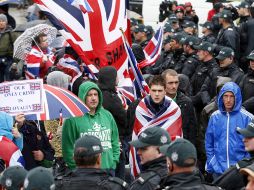 Unas dos mil personas se manifestaron pacíficamente por la calles de Belfast . AFP /