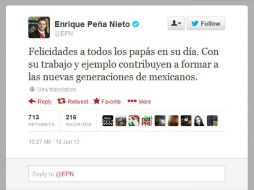 El Mandatario agradeció a los papás que contribuyen a formar nuevas generaciones de mexicanos. ESPECIAL /
