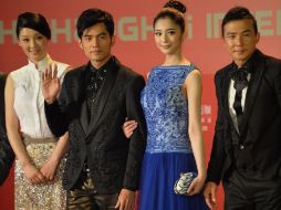Xu Fan, Jay Chou, Li Xin An y Will Liu Genghong en la alfombra roja del Festival de Shanghai. AFP /