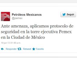 Pemex informa las acciones de seguridad por medio de su cuenta en Twitter. TOMADA DE @pemex  /
