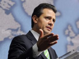 Peña Nieto pronuncia su discurso para explicar las reformas estructurales aplicadas en su gobierno. EFE /