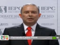 Fernando Castro Trenti, durante el penúltimo debate de los candidatos a la gubernatura de Baja California, hace comentarios polémicos. ESPECIAL /