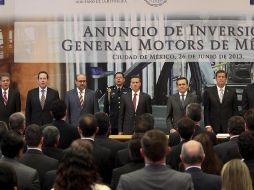 Enrique Peña Nieto, durante el Anuncio de Inversión de la empresa automotriz General Motors en nuestro país. SUN /