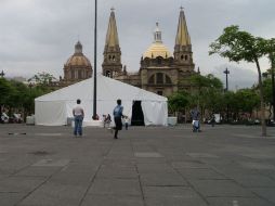 Imagen del módulo instalado en la Plaza Liberación para las personas que deseen inscribirse a algún programa social.  /