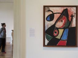 Una de las obras del artista español Joan Miró durante la presentación para la prensa de la exposición. EFE /