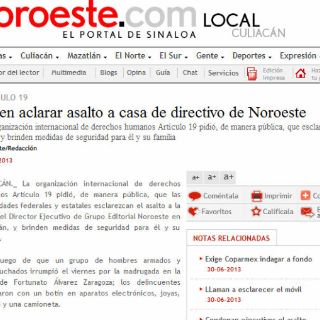 Asaltan casa de directivo de periódico en Sinaloa
