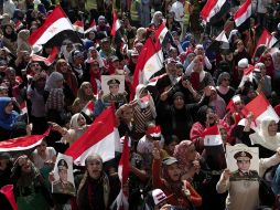 Simpatizantes del ministro de Defensa, Abdel Fatah el Sisi, se manifiestan en la plaza Tahrir. EFE /