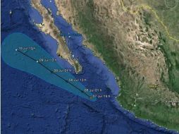 Previsión de la trayectoria de la tormenta realizada por la Conagua. TOMADA DE @conagua_clima  /