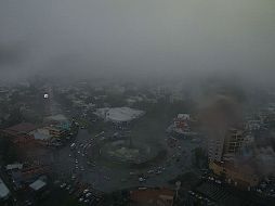 Imagen de la lluvia sobre la Glorieta Minerva. ESPECIAL www.webcamsdemexico.com.  /