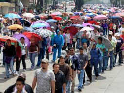 Los profesores arribaron a las inmediaciones de Gobernación luego de una marcha desde el Zócalo. SUN /