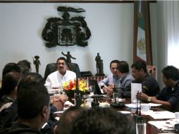 Reunión de Ramiro Hernández con los comandantes de la policía municipal. EL INFORMADOR /