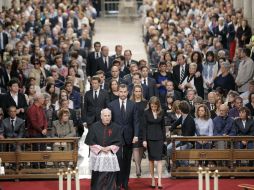Aspecto del funeral por las víctimas del tren accidentado en Santiago de Compostela. EFE /