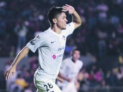 Martín Barragán puso el momentáneo 2-0 en el marcador en favor de la visita, que se vería alcanzada y sobre el final sacarí el triunfo. MEXSPORT /