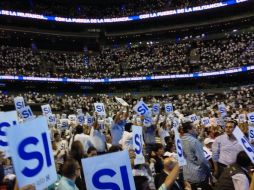 La continuación de la 17 Asamblea Nacional Extraordinaria del PAN se salió de control. Foto: @rivera_valdez ESPECIAL /