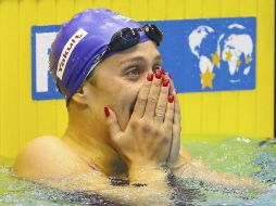 Esta fue la reacción de Mireia al conocer que había ganado la prueba. EFE /