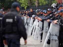 Elementos de la Policía Federal implementaron un fuerte operativo en la inmediaciones de la Cámara de Diputados. SUN /