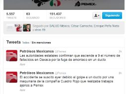 La paraestatal confirma las muertes a través de su cuenta en Twitter. TOMADA DE @Pemex  /