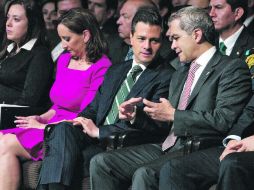 En el evento estuvieron Claudia Ruiz Massieu, Enrique Peña Nieto y Miguel Ángel Mancera.  /
