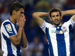 Moreno (i) y Stuani realizaron las pruebas en Barcelona. EFE /