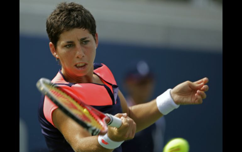 Suárez es la única española que continúa en el torneo. AP /