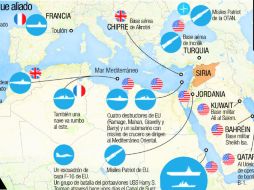 Navíos de guerra se preparan para zarpar desde las bases estadounidenses en la zona, así como de Francia y Gran Bretaña.  /
