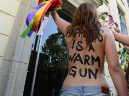 Las activistas de Femen se han hecho famosas en todo el mundo por sus provocadoras acciones en topless. ARCHIVO /