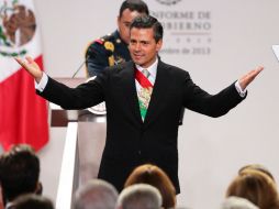 Enrique Peña Nieto ofrece el mensaje por su Primer Informe de Gobierno desde la Residencia Oficial de Los Pinos. NTX /