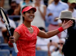 La tenista china se mostró contenta por llegar a semifinales del US Open por primera vez en su carrera. AFP /