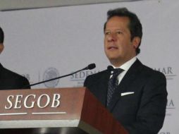 El vocero de la Segob durante la conferencia donde confirmó la detención del llamado ''Betty la fea''. ARCHIVO /