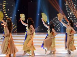 Las participantes salieron a desfilar para comenzar el concurso creado en 1950. AFP /