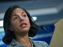 Susan Rice ofrece un discurso como parte de la campaña de convencimiento de Obama para que aprobar el ataque militar contra Siria. AFP /