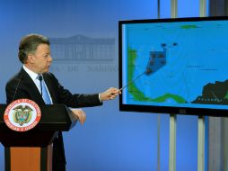 Juan Manuel Santos en una alocución donde afirmó que el archipiélago de San Andrés y Providencia seguirán siendo de Colombia. EFE /