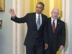 El presidente Barack Obama acudió al Congreso este martes para hablar a  puertas cerradas sobre Siria.  /